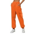 thumbnail image 1 of Orange Sweatpants Women's Thin High Waisted Loose Sweatpants Comfortable High Waisted Jogging Pants with Pockets Casual Sweatpants Womens Trousers, 1 of 5