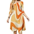 thumbnail image 1 of Orange Swirl Abstract Design Art Womens Summer Dress Tie Back A Line Flare Dress, 1 of 9