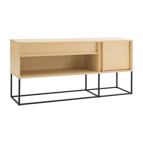 Orange TV Stand with LED Lights and Engineered Wood Construction