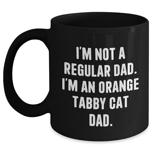 Orange Tabby Cat Dads Funny Gifts for Her Him Unique Valentine's Day Mugs for Orange Tabby Cat Enthusiasts, Orange Tabby Cat Lover Black Coffee Mug, Orange Tabby Cat Parent Gifts
