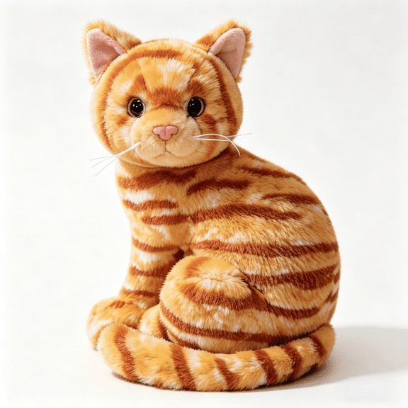 Orange Tabby Cat Plush Stuffed Animal-Soft Plush Toy Pet, Fun Plush Companion Accompanies Doll Gift