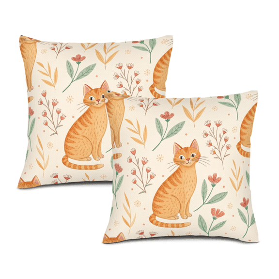 SereniRest 18 x 18 Art Deco Orange Decorative Pillow Cover, Breathable (2 Count)