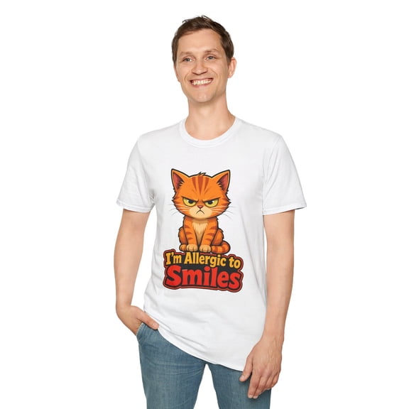 Orange Tabby Kitten Funny Cat Grumpy Meme Attitude Cute Unisex Softstyle T-Shirt