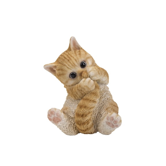 Hi-Line Gifts 7" Tabby Kitten Playing with Tail Outdoor Garden Statue