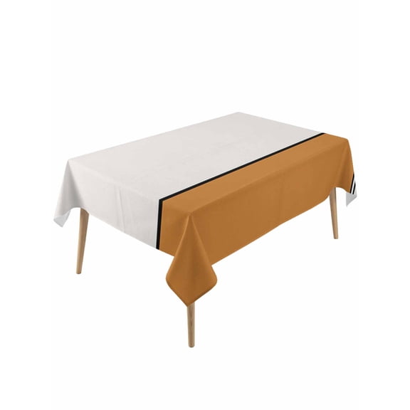 Orange Table Cloth, Modern Abstract Geometric Patchwork Stripes Art Waterproof Tablecloth for Rectangle Tables, Reusable Washable Fabric Table Cover for Restaurant Kitchen Dining Tables 60"x120"