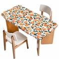 thumbnail image 1 of Orange Table Cloths for 5 Foot Rectangle Tables, Summer Botanical Leaves Watercolor Patio Waterproof Elastic Fitted Tablecloths, Washable Rectangular Table Cover for Camping, 1 of 8