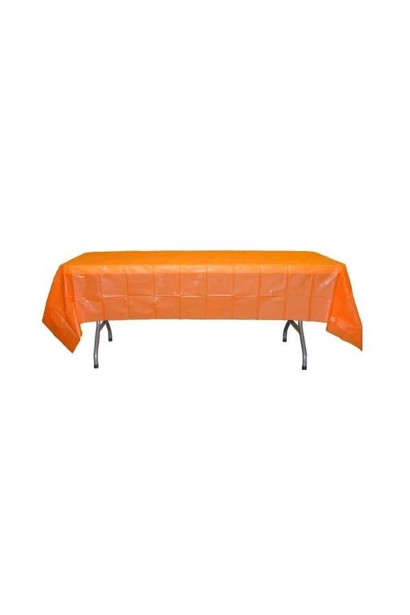 Orange Table Cover - Plastic Disposable - 54in. x 108in. Rectangle - 1 Piece (fdp90016)