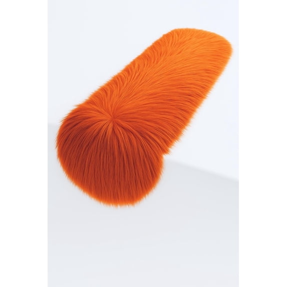 FabricLA Orange Faux Fur Accent Cut 12 x 72 Inches with Rounded Edges for Holiday & Christmas Decor