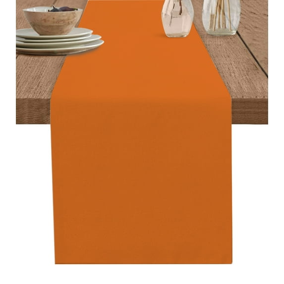 Orange Table Runner Pure Orange Tablerunners 13 x 70 Inch, Table Decorations Tabletop Scarf for Summer Gathering Holiday Farmhouse Kitchen Dining Decor