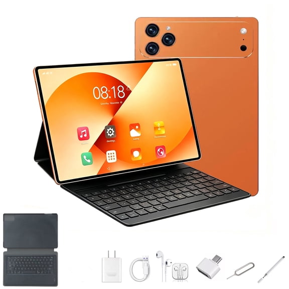 Orange Tablet 2026 Newest Android 13 Tablet,10 Inch Tablet,5G Wi-Fi Tablet Computer,2 In 1 Tablet with Keyboard, 256GB ROM+8GB RAM ,Octa-Core Processor,1920 * 1200 IPS,Bluetooth,GPS
