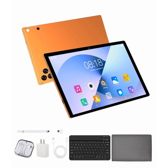 Orange Tablet 2026 Newest Android 13 Tablet Vibrant ,10 Inch Tablet,5G Wi-Fi Tablet Computer,2 In 1 Tablet with Keyboard, 256GB ROM+8GB RAM ,Octa-Core Processor,1920 * 1200 IPS,Bluetooth,GPS