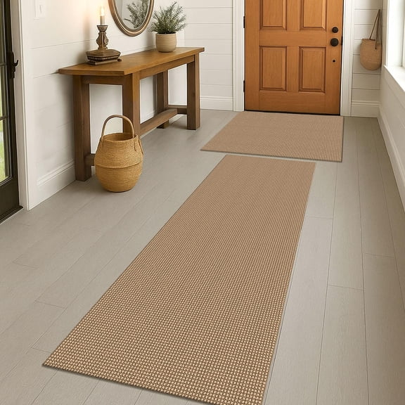 Orange/Tan/Brown 2' x 6' (Set) Area Rug Runner Set Indoor Floor Carpet