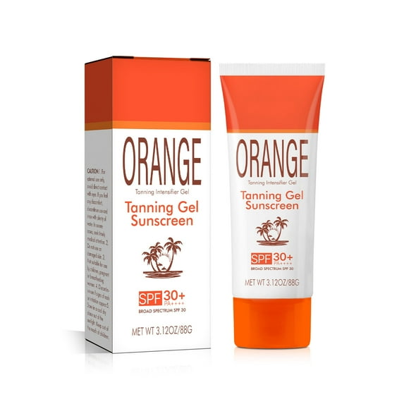 Orange Tanning Gel SPF 30, Hydrating Balm-to-Oil Formula, Water-Resistant, Travel Size, Gentle Sun Protection for All Skin Types