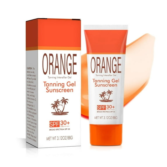Orange Tanning Gel, Sun Tanning Gel, Fast-Absorbing Tan Accelerator for Faster Darker Tan, Mineral-Oil Free, Hydrating Balm-to-Oil Formula, Water-Resistant, Streak-Free Fake Tan