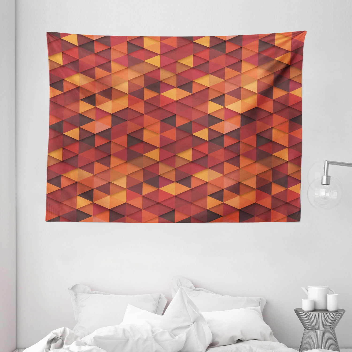 Orange Tapestry, Abstract Art Style Vector Retro Pattern of Triangles ...