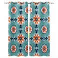 thumbnail image 1 of Orange Teal Blue Blackout Curtains for Bedroom/Living Room, Thermal Insulated Kitchen Curtains, Modern Abstract Floral Ethnic Grommet Darkening Window Treatment Drapes 27.5"x39"x2, 1 of 8