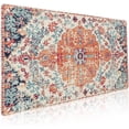 thumbnail image 1 of Orange Teal Boho Gaming Mouse Pad XXL Vintage Rug Bohemian Extended Large Desk Mat Big Mousepad Non-Slip Rubber Base Stitched Edge Long Mousepad for Desktop Office PC Gamer, 35.4 x 15.7 Inch, 1 of 3