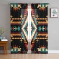 thumbnail image 1 of Orange Teal Boho Semi Sheer Curtains 84 Inch Length 2 Panels Set, Southwestern Ethnic Abstract Geometric Sheer Kitchen Curtain Privacy Voile Window Curtain for Living Room Bedroom Rod Pocket Drapes, 1 of 7