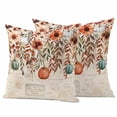 thumbnail image 1 of Orange Teal Fall Pumpkins Outdoor Waterproof Pillow Covers, Weeping Botanical Thanksgiving Retro Decorative Square Throw Pillowcase Sofa Cushion Sham for Patio/Couch/Chair, 16"x16" 2 Pack, 1 of 8