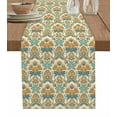thumbnail image 1 of Orange Teal Geometric Burlap Cotton Table Runner 14x72 Inches Long, Ethnic Southwest Country Farmhouse Table Runners, Outdoor Dining Tablecloths Decor for Baby Shower/Party/Wedding, 1 of 6
