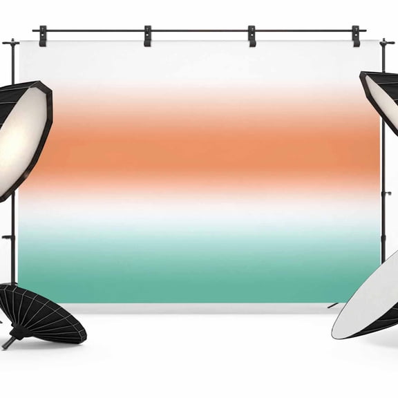 Orange and Teal Gradient Backdrop for Photography, Minimalist Orange Mint Ombre Modern Photo Backdrop Portrait Background Party Banner Photo Backgrounds for Studio Booth Props, 12x8ft