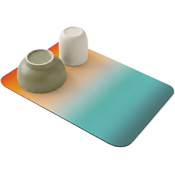 Orange Teal Gradient Dish Drying Mat,Absorbent Diatomaceous Earth Mats ...