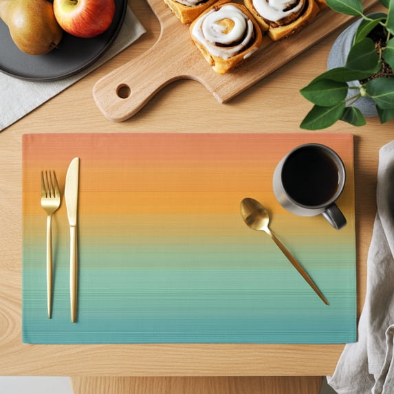 Orange Teal Gradient Placemats Set of 2, Abstract Minimalist Modern ...