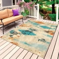 thumbnail image 1 of Orange Teal Red Outdoor Rug for Patio/Deck/Porch, Non-Slip Large Area Rug 4 x 6 Ft, Boho Modern Abstract Splashing Art Indoor Outdoor Rugs Washable Area Rugs, Reversible Camping Rug Carpet Runner, 1 of 8