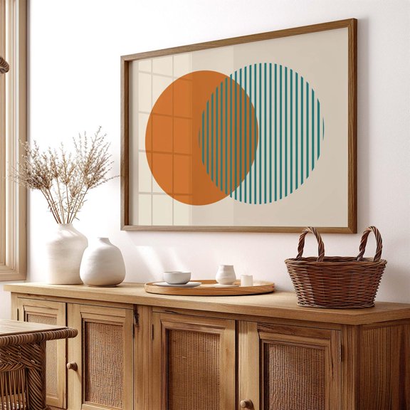 Orange Teal Retro Circles Wall Decor