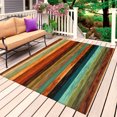 thumbnail image 1 of Orange Teal Wooden Outdoor Rug for Patio/Deck/Porch, Non-Slip Large Area Rug 6 x 9 Ft, Farmhouse Striped Modern Art Indoor Outdoor Rugs Washable Area Rugs, Reversible Camping Rug Carpet Runner, 1 of 8