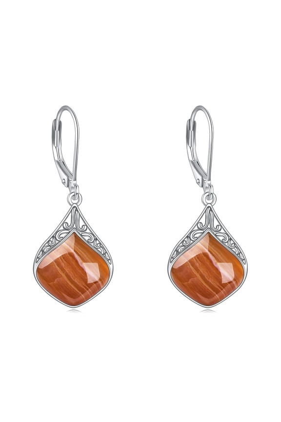 Orange Teardrop Earrings Sterling Silver Orange Agate Filigree Irish Celtic Teardrop Drop Earrings Jewelry Christmas Gifts For Women