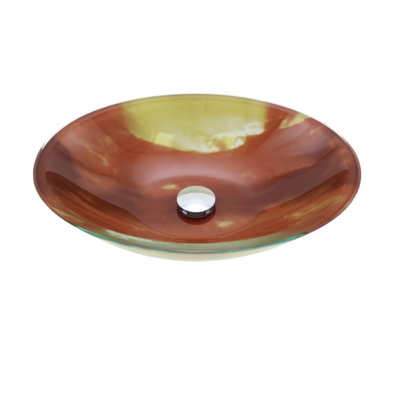 Orange Tempered Glass Vessel Sink Oval Bowl Sink with Drain Renovators Supply