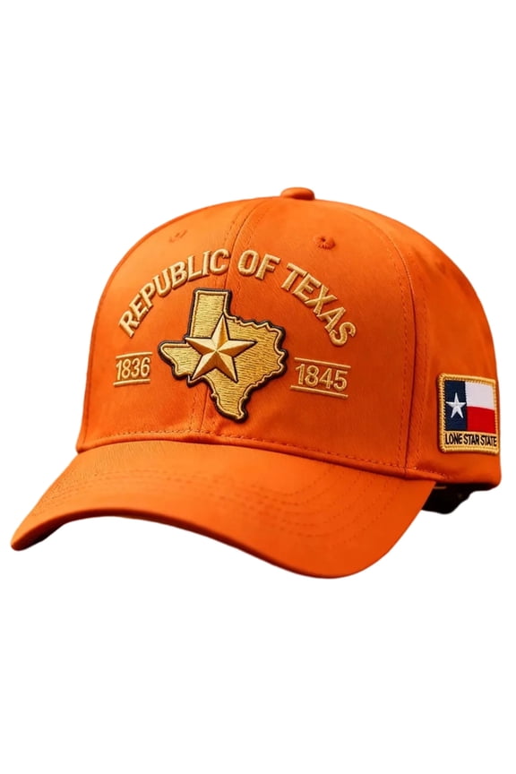 Orange Texas Hat Unisex Baseball Cap 3D Embroidered Lone Star Cotton Adjustable Rodeo Outdoor Hall-oween Fall Festival Gift,Size Free Size