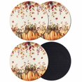 thumbnail image 1 of Orange Thanksgiving Fall Coasters Set of 4, Absorbent Coasters for Drinks, Brown Leopard Bow Pumpkins Rustic Coaster for Desk Coffee Table Protection, Home Decor House Warming Gifts 4", 1 of 8