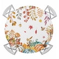 thumbnail image 1 of Orange Thanksgiving Fall Round Tablecloth for 45-54 Inch Tables,Fitted Table Cover with Elastic Edge,Orange Blue Pumpkins Botanical Waterproof Outdoor Table Cloth Protector for Patio Garden Dinner, 1 of 9