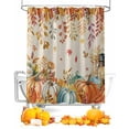 thumbnail image 1 of Orange Thanksgiving Fall Shower Curtain Set ，Waterproof Fabric Shower Curtains Orange Blue Pumpkins Botanical Rustic Shower Curtains for Bathroom,Bathroom Decor 72"x72", 1 of 7