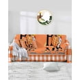 thumbnail image 1 of Orange Thanksgiving Sofa Covers for 3 Cushion,Washable Couch Cover for Sectional Sofa Slipcovers with Tassel,Plaid Pumpkin Buffalo Maple Leaf Loveseat Covers Futon Cover Throw Blanket 71''x118'', 1 of 8