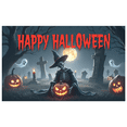 thumbnail image 1 of Orange Theme Halloween Banner Witch Hat Skull Decoration Fabric Material for Halloween Party Outdoor Decoration Indoor Decoration, 1 of 9