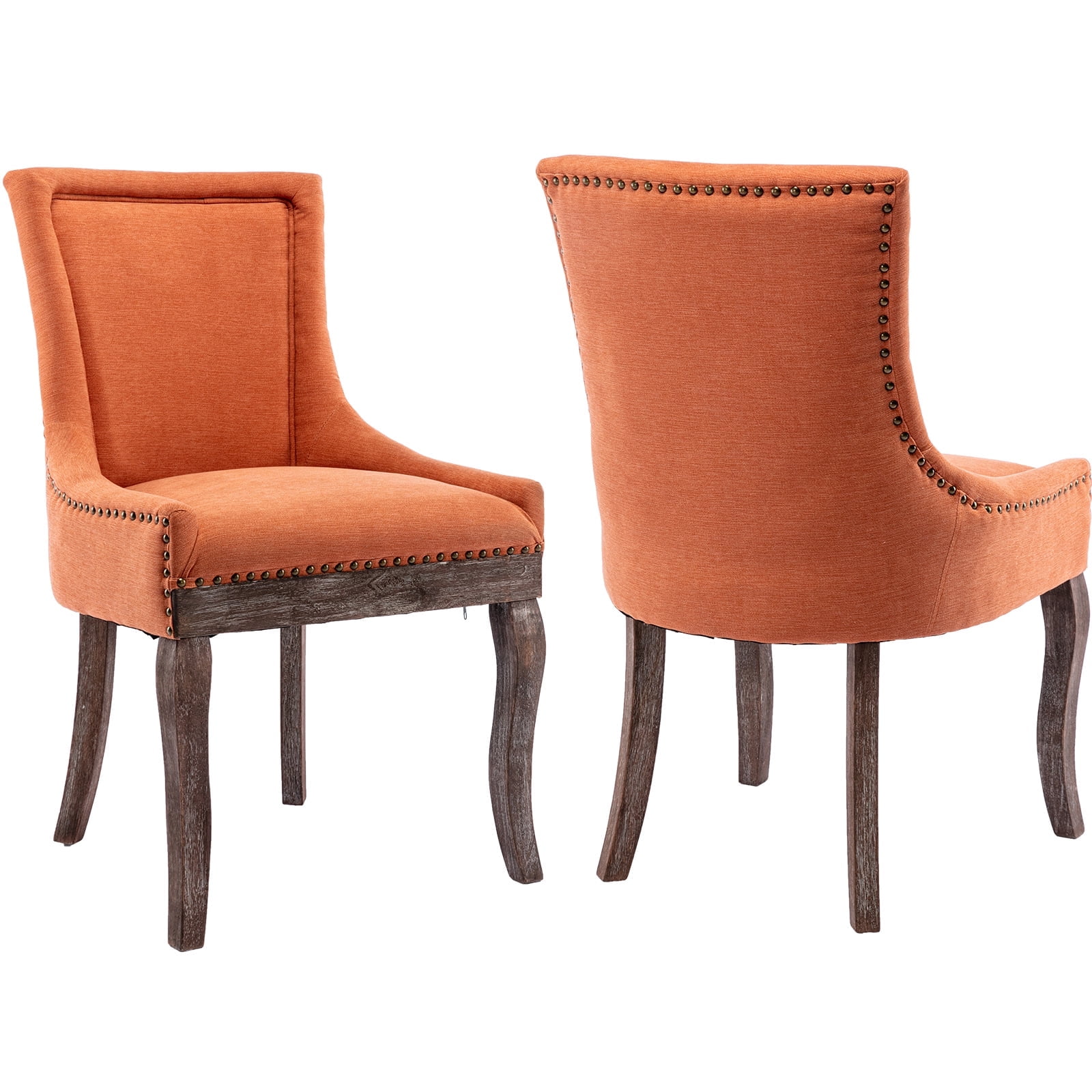 Orange Thickened Fabric Dining Chairs Set of 2, Kitchen & Dining Room