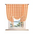 thumbnail image 1 of Orange Tie Up Curtains for Windows 63 Inch Length Balloon Curtains Kitchen Adjustable Balloon Window Shade Country French Rustic Buffalo Plaid Modern Art Tie Up Bathroom Curtain Window 42"x63", 1 of 6