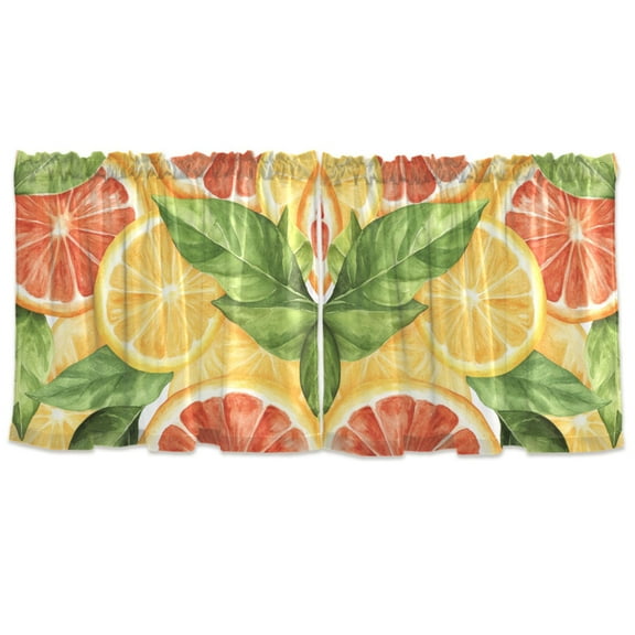 Orange Tier Curtains for Kitchen 57x24 Inch Semi Sheer Light Filtering Half Window Curtains 2 Panels