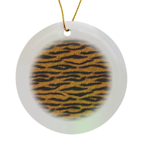 3drose, Orange Tiger Animal Print, Circle Porcelain Ornament