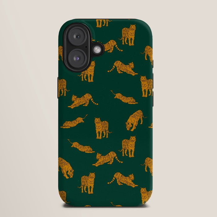 Orange Tiger Pattern Tough Case for Apple iPhone, Polycarbonate Outer ...