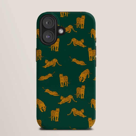 Orange Tiger Pattern Tough Case for Apple iPhone, Polycarbonate Outer Shell and TPU Liner