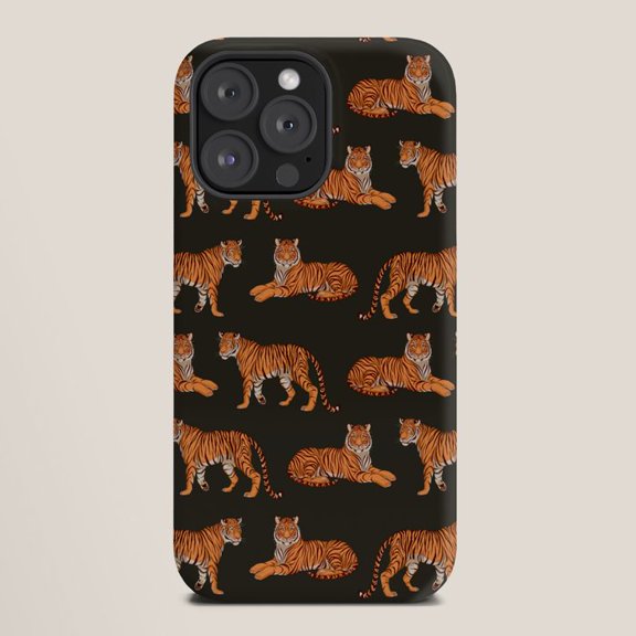 Orange Tiger Pattern Tough Case for Apple iPhone, Polycarbonate Shell with Shock-Absorbing TPU Liner