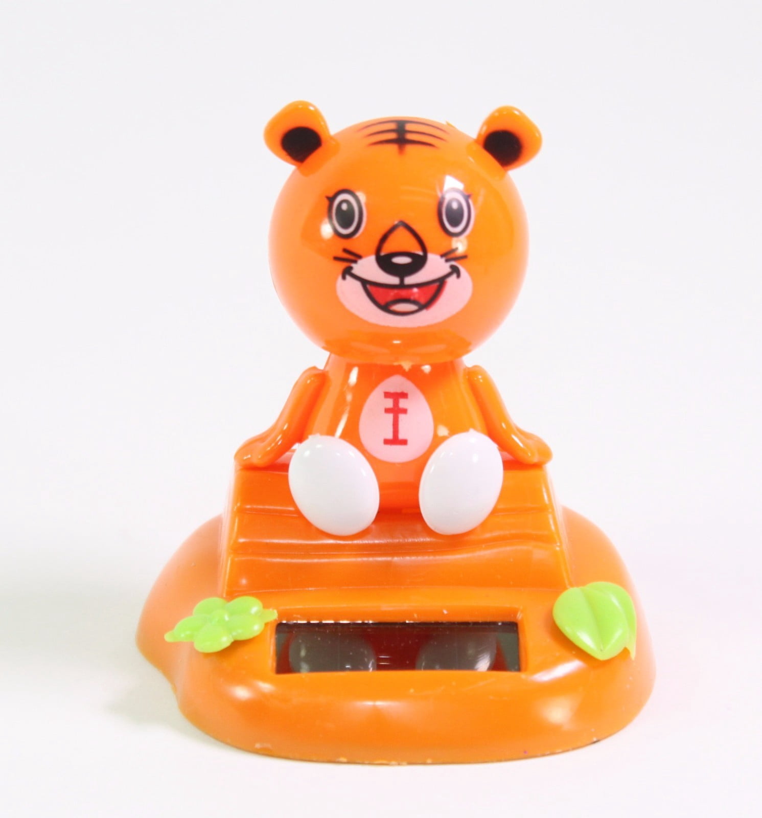 Orange Tiger Sitting on Log Chinese Zodiac Dashboard Home Decor Gift Solar Toy B11205