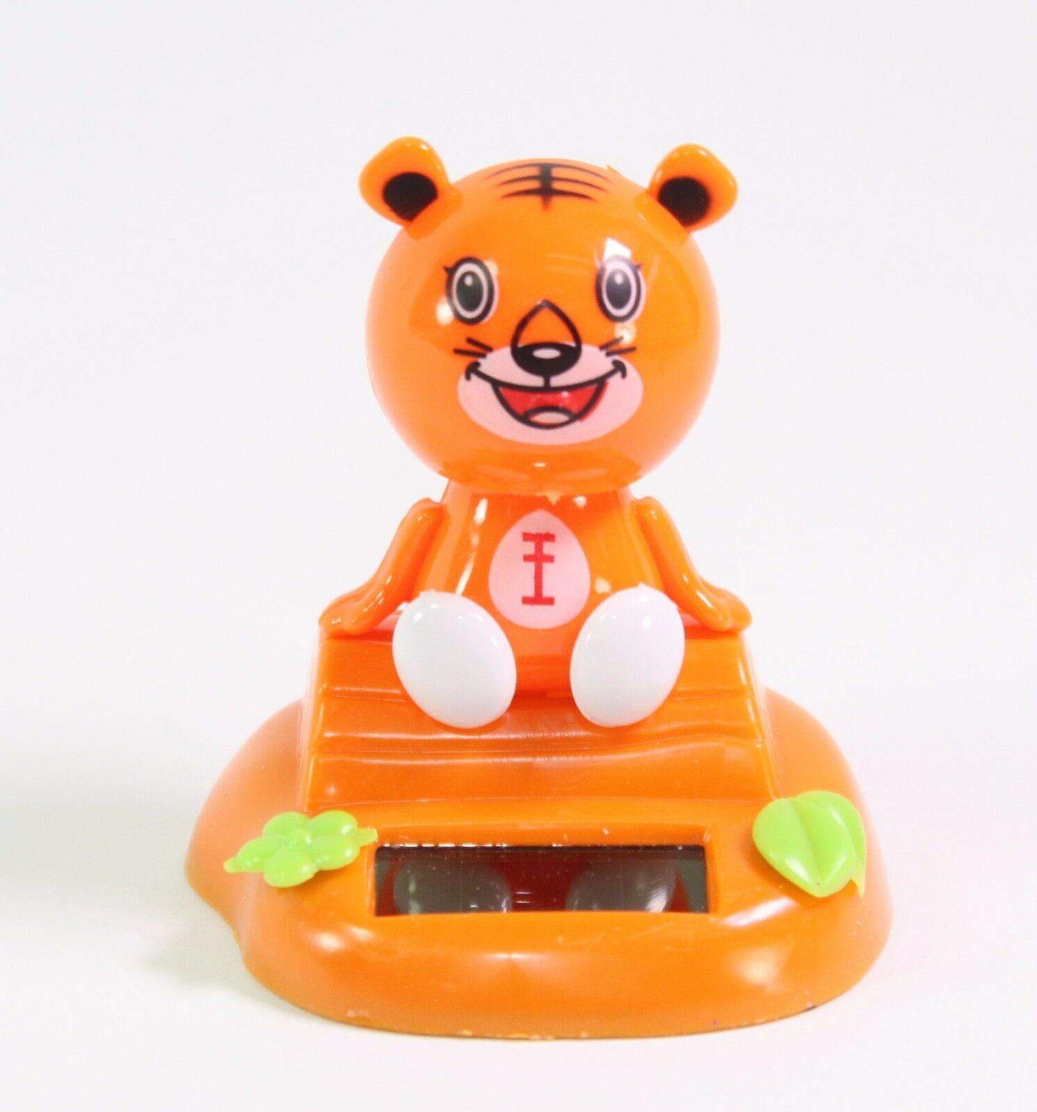 Orange Tiger Sitting on Log Chinese Zodiac Dashboard Home Decor Gift Solar Toy B11205