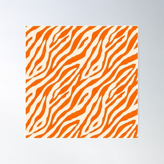 Orange Tiger Stripe Pattern Poster Wall Art, Modern Wall Decor For Living Room Bedroom, 30x30 UNFRAMED