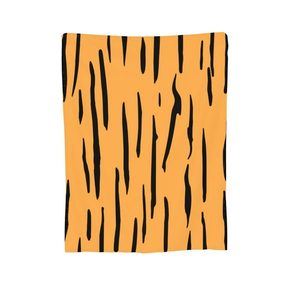 Orange Tiger Stripe Throw Blanket, Fluffy Soft Cozy Blanket Flannel Plush Microfiber Couch Throw, 50"x40"