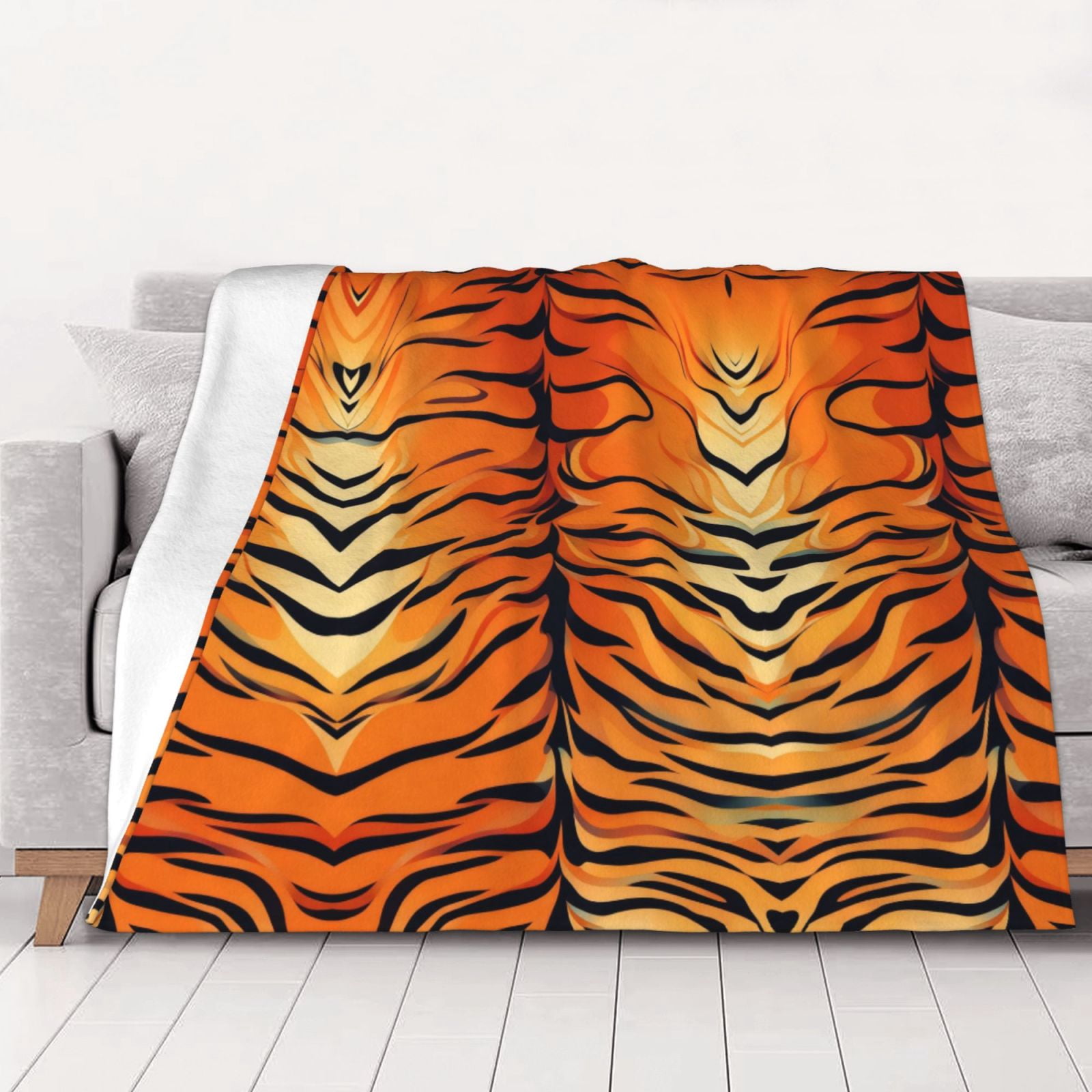 Orange Tiger Stripes Throws Blanket Fleece Soft Cozy Warm Plush for ...